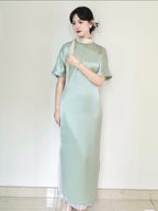 Qipao《 Écoute le chant du vent 》, qipao moderne revisité avec foulard